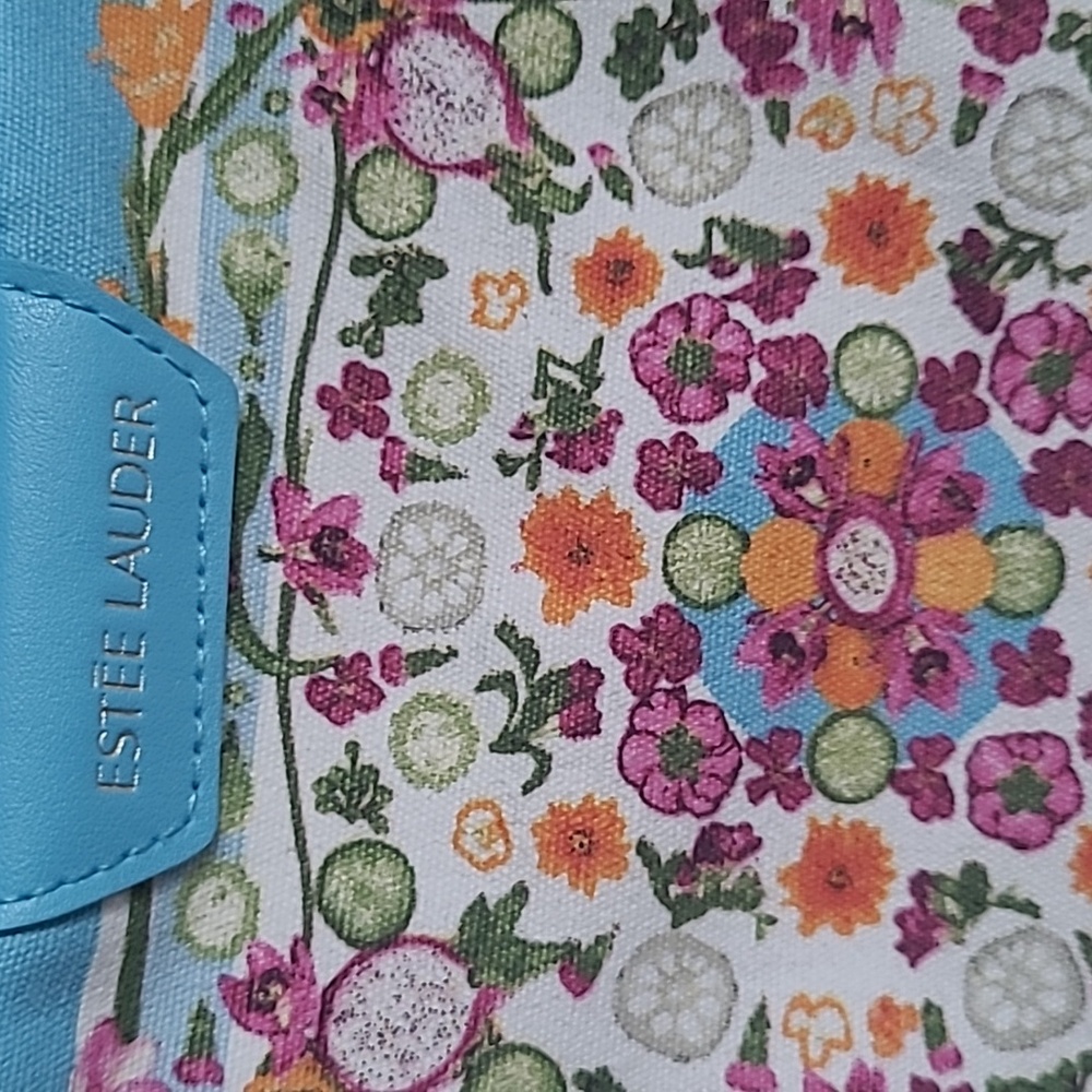 ESTEE LAUDER Makeup Cosmetic Bag Amber Locke Blue Floral Special Edition - Picture 3 of 7